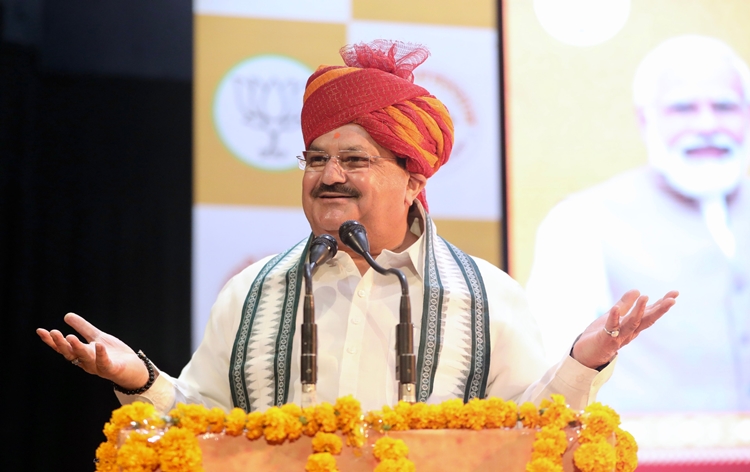 BJP Chief JP Nadda addresses an election event in Jaipur, says, BJP members believe in service, good governance & welfare of poor