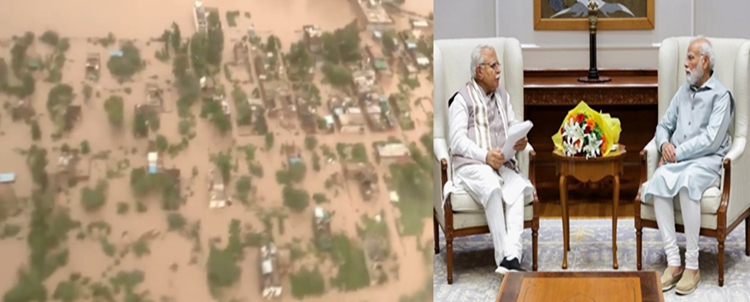 Haryana CM Manohar Lal Khattar conducts aerial survey of heavy rain affected areas, announces Rs 4 lakh ex-gratia to kin of deceased