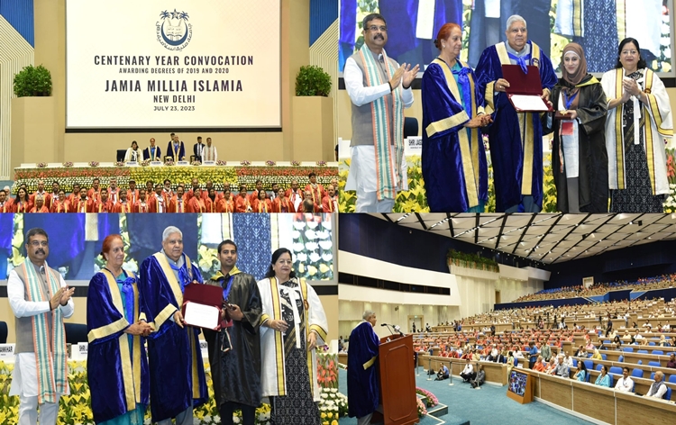 Vice Prez Jagdeep Dhankhar addresses Centenary Year Convocation of Jamia Millia Islamia in New Delhi