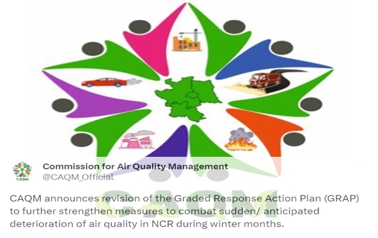 CAQM in NCR announces a revision in existing GRAP; Revised GRAP to come into force from 1st October 2023