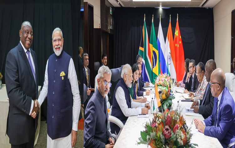 PM Narendra Modi and South African President Cyril Ramaphosa review progress in bilateral relations between two countries