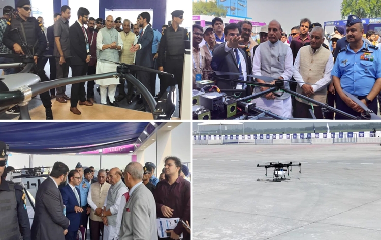 रक्षा मंत्री राजनाथ सिंह ने गाजियाबाद के हिंडन एयरबेस पर भारत ड्रोन शक्ति प्रदर्शनी का उद्घाटन किया, पहला सी-295 परिवहन विमान भारतीय वायु सेना में शामिल