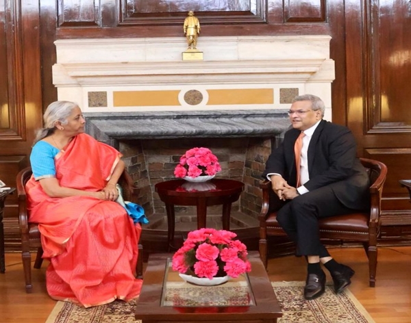 FM Sitharaman meets Vice President (Market Solutions) of ADB Bhargav Dasgupta in Delhi