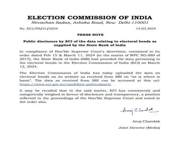 Election Commission Releases Electoral Bonds Data on Website