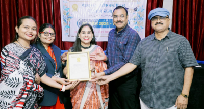    छत्तीसगढ़ रायपुर की शुभा मिश्रा ने जूट फ्रेब्रिक के उपयोग से गहने बनाकर गोल्डन बुक ऑफ वर्ल्ड रिकॉर्ड दर्ज कराया