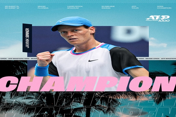 Italy’s Jannik Sinner Clinches Men’s Single Title of Miami Open Tennis in US