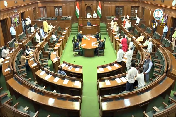 Six BJP MLAs in Delhi Assembly were marshalled out from house for their unruly behaviour