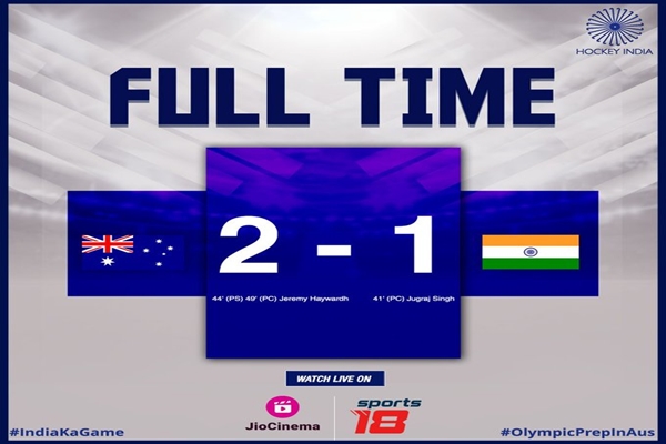 India lose to Australia 1-2 in 3rd Hockey test at Perth