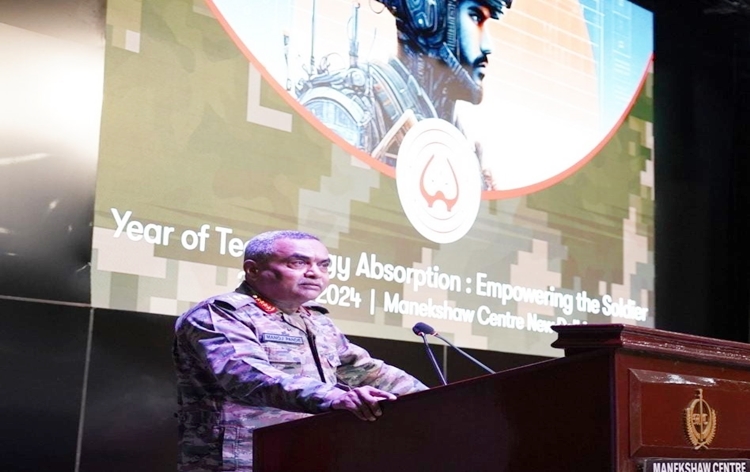 Chief of Army Staff General Manoj Pande speaks at seminar cum exhibition organized by Indian Army