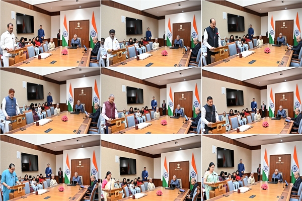Union Minister Dr L Murugan along with 11 newly elected Members of Rajya Sabha take oath