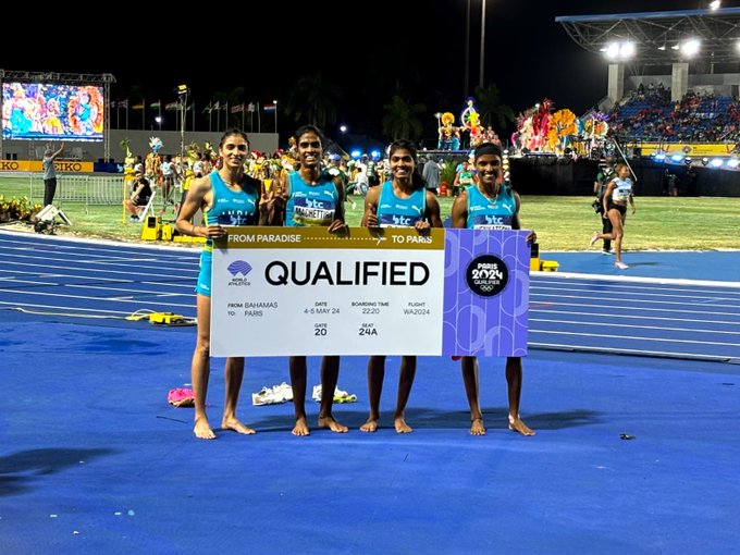 भारतीय महिलाओं की 4X400 मीटर रिले टीम ने विश्व एथलेटिक्स रिले के दूसरे दौर की हीट में दूसरा स्‍थान हासिल कर पेरिस ओलंपिक के लिए क्वालीफाई किया