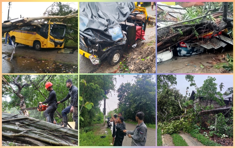 ৰাজ্যত ধুমুহা-বৰষুণৰ ফলত দুজন লোকে প্ৰাণ হেৰুৱাৰ লগতে ১২ গৰাকী শিক্ষার্থীসহ ১৭ জন লোক আহত