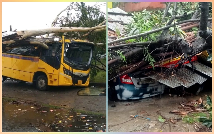ৰেমল ঘূৰ্ণী বতাহৰ প্ৰভাৱত ৰাজ্যৰ বিভিন্ন ঠাইত ধাৰাসাৰ বৰষুণৰ বাবে কেইবাখনো জিলাত সতর্কতা জাৰি
