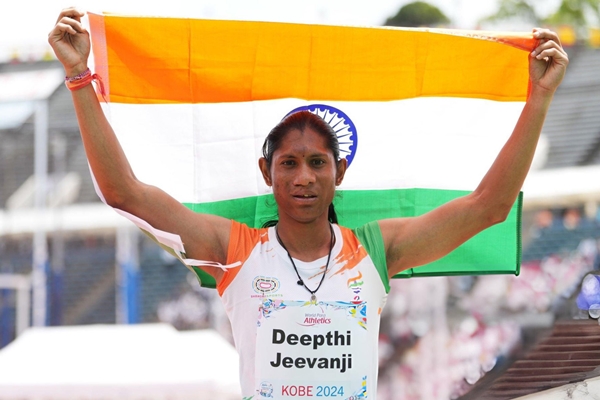India’s Deepthi Jeevanji smashes world record in women’s 400 metre event to win gold medal at World Para Atheltics Championships in Kobe, Japan