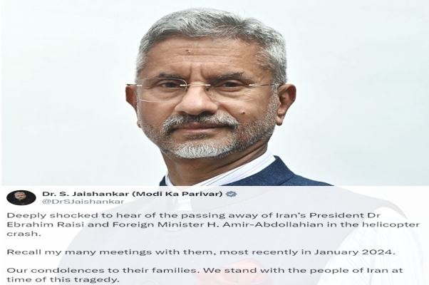EAM Dr. S Jaishankar expresses grief over demise of Iran’s President Dr Ebrahim Raisi