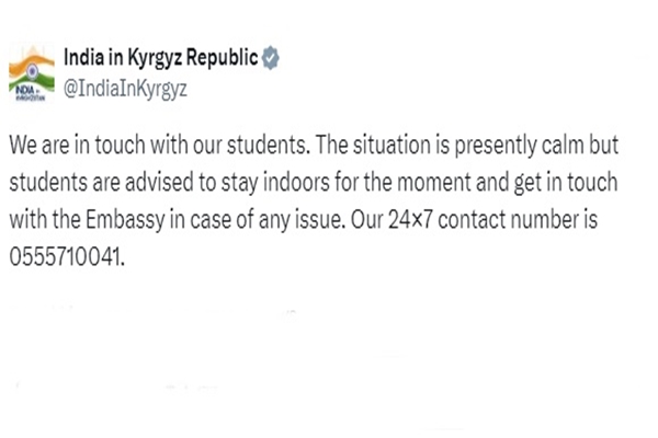 India advises students in Kyrgyzstan’s capital to stay indoors following reports of violence targeting international students