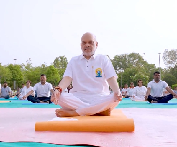 Home Minister Amit Shah participates in International Yoga Day