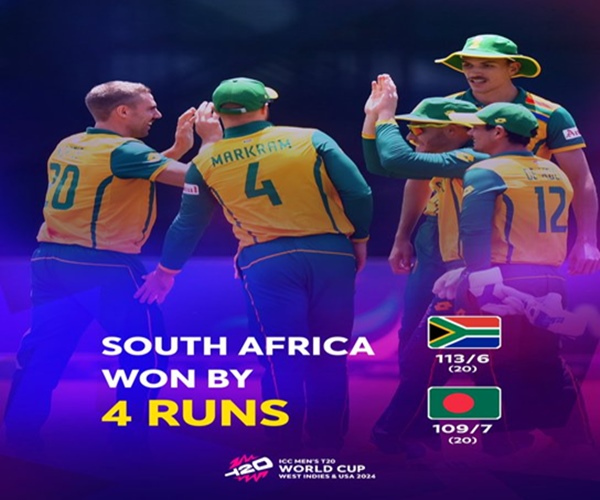 T20 World Cup: South Africa beat Bangladesh by 4 runs in New York