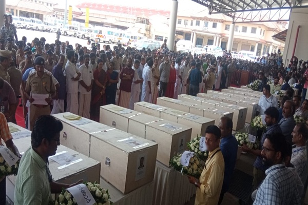Special Indian Air Force aircraft carrying the mortal remains of Indians died in Kuwait fire reached Kochi, Kerala