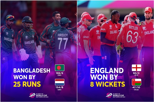 T20 World Cup: Bangladesh beat Netherlands in Group D match; England defeated Oman