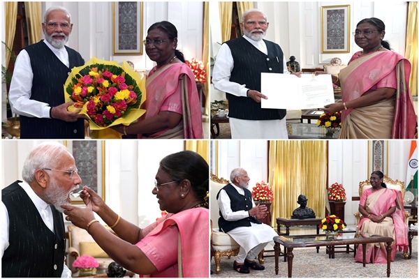 कार्यवाहक प्रधानमंत्री नरेंद्र मोदी ने आज शाम राष्ट्रपति द्रौपदी मुर्मू से मुलाकात कर सरकार बनाने का दावा पेश किया