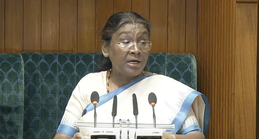राष्ट्रपति द्रौपदी मुर्मू ने संसद में लोकसभा और राज्यसभा की संयुक्त बैठक को संबोधित किया