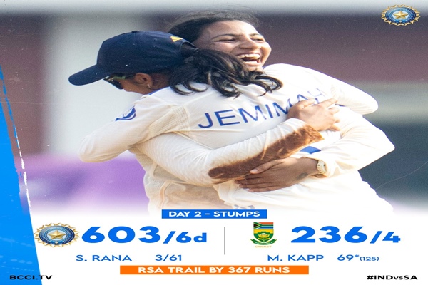 In Women’s Cricket second day, South Africa 236 for four at stumps
