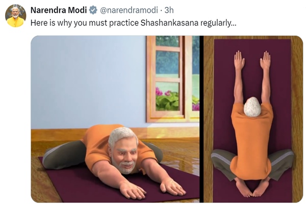 प्रधानमंत्री नरेंद्र मोदी ने सोशल मीडिया पर शशांकासन का वीडियो शेयर किया
