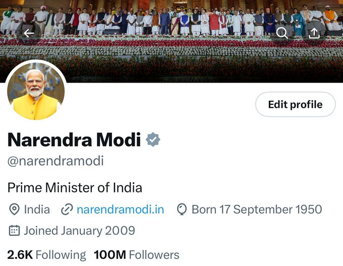 प्रधानमंत्री नरेंद्र मोदी यांचे एक्स या समाजमाध्यमावर 10 कोटी अनुयायी