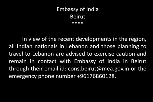 Indian Embassy In Lebanon Issues Travel Advisory For Indians