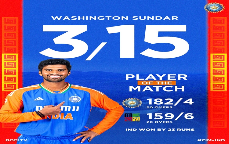 India beat Zimbabwe by 23 runs in 3rd T20 match at Harare