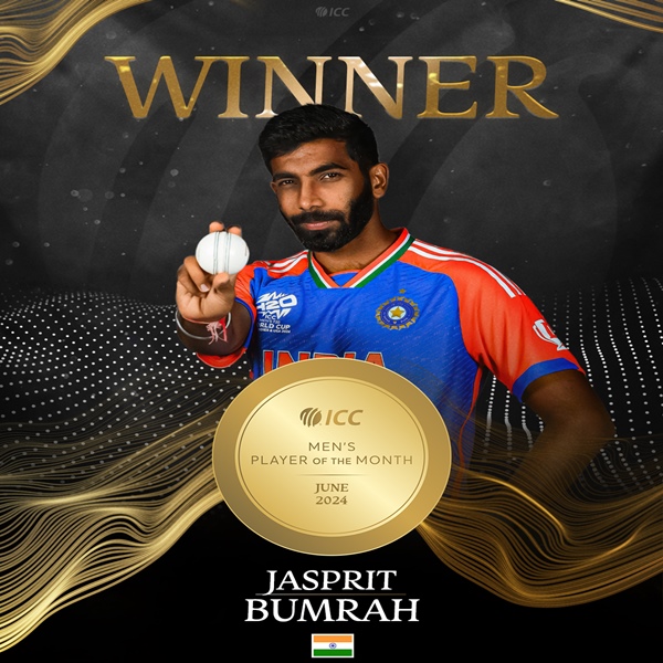 Jasprit Bumrah named ICC Men’s Player of the Month for June 2024 