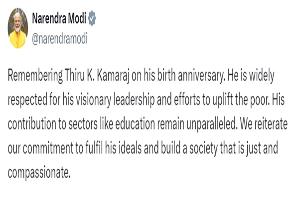 PM Modi Pays Tributes To Renowned Political Leader K Kamaraj On His Birth Anniversary