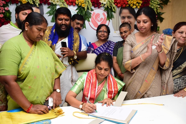 Women’s rights activist Nerella Sharada took charge as chairperson of Telangana State Women’s Commission