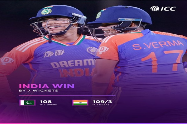 India defeat Pakistan with 7 wickets in Women’s Asia Cup T20