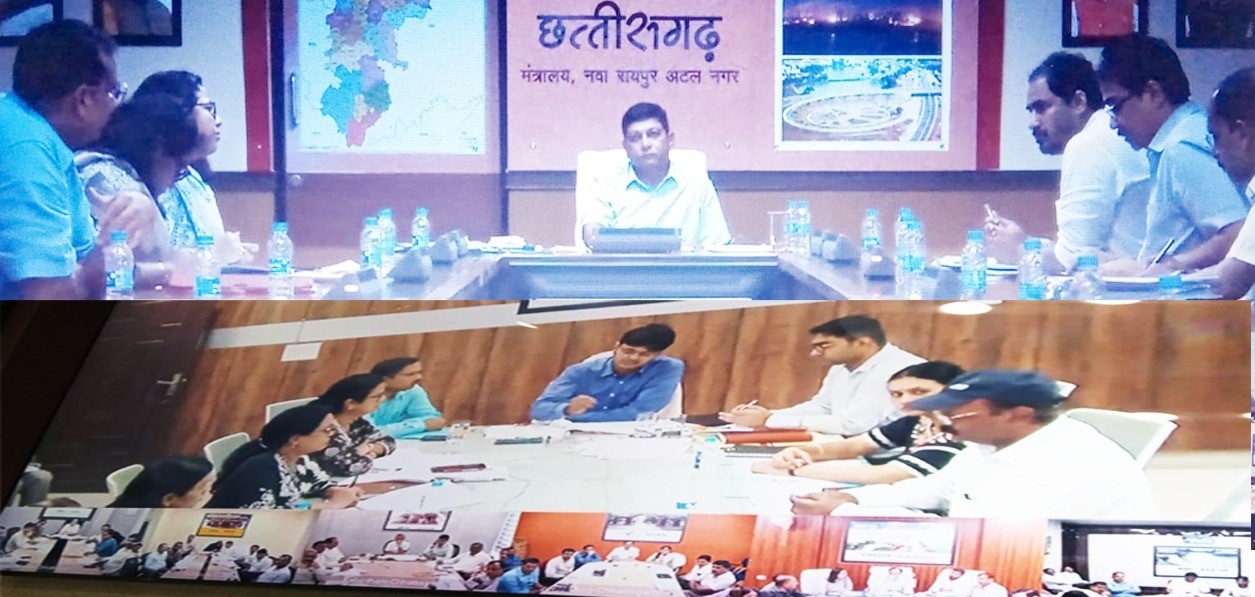 मुख्य सचिव अमिताभ जैन ने रायपुर में वीडियो कॉन्फ्रेंसिंग से राज्य के संभागायुक्तों और कलेक्टरों की बैठक ली