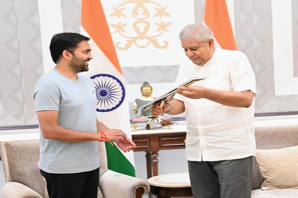 India’s First Civilian Astronaut Captain Gopichand Thotakura Meets VP Jagdeep Dhankhar