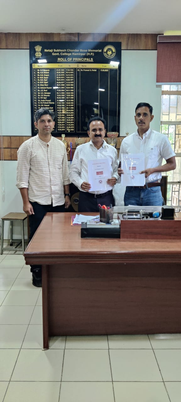 नेताजी सुभाष चंद्र बोष स्मारक राजकीय महाविद्यालय हमीरपुर और पालमपुर के श्री साईं विश्वविद्यालय पालमुपर ने किया एमओयू
