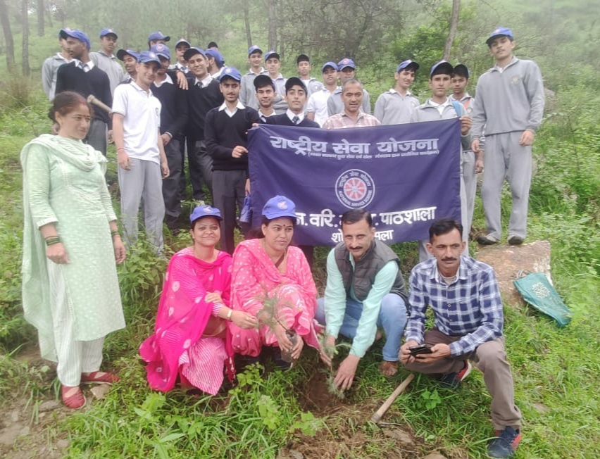 राजकीय मॉडल वरिष्ठ माध्यमिक पाठशाला शोघी की एन.एस.एस. इकाई, मंदिर ट्रस्ट एवं एस.एम.सी. के सहयोग से तारादेवी मंदिर के पास देवदार के 225 पौधे लगाए गए