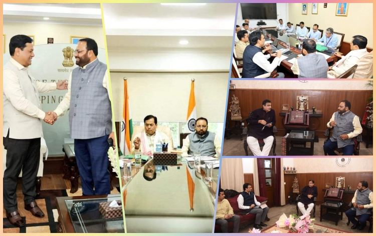 কেন্দ্ৰীয় পৰিবহণ মন্ত্রী নীতিন গাডকাৰী আৰু কেন্দ্ৰীয় বন্দৰ, জাহাজ পৰিবহণ আৰু জলপথ মন্ত্ৰী সৰ্বানন্দ সোণোৱালক মন্ত্ৰী কেশৱ মহন্তৰ সাক্ষাৎ