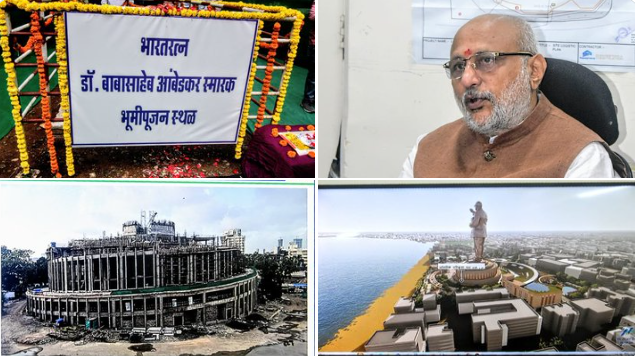 महाराष्ट्र के राज्यपाल सी. पी. राधाकृष्णन ने मुंबई में आम्बेडकर स्मारक का दौरा कर निर्माण की समीक्षा की