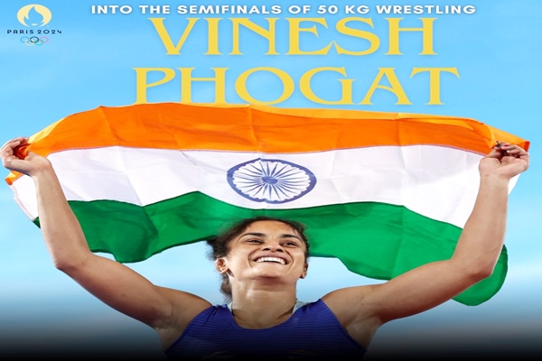 राष्‍ट्रपति द्रौपदी मुर्मु ने ओलंपिक खेलों में शानदार प्रदर्शन के लिए भारतीय महिला पहलवान विनेश फोगाट की सराहना की है