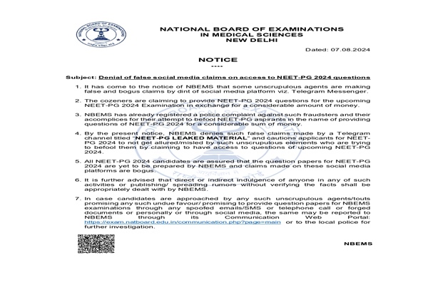“False and Misleading,” govt. rejects NEET-PG 2024 paper leak claims