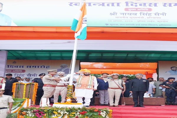 Haryana: CM Nayab Singh Saini Hoists Flag & Pays Tributes to Martyrs in Kurukshetra
