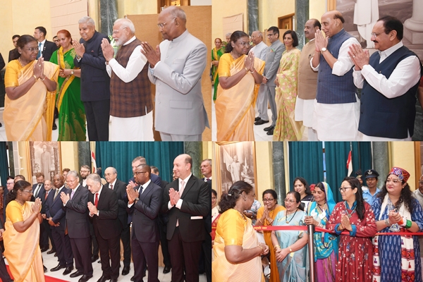 صدر جمہوریہ دروپدی مرمو نے 78 ویں یومِ آزادی کے موقع پر کَل شام راشٹرپتی بھون میں ایٹھ ہوم  استقبالیے کا اہتمام کیا۔