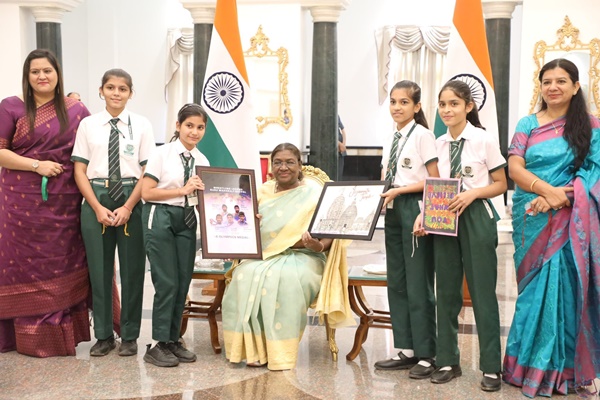 President Murmu celebrates Raksha Bandhan with children of various schools across country at Rashtrapati Bhavan
