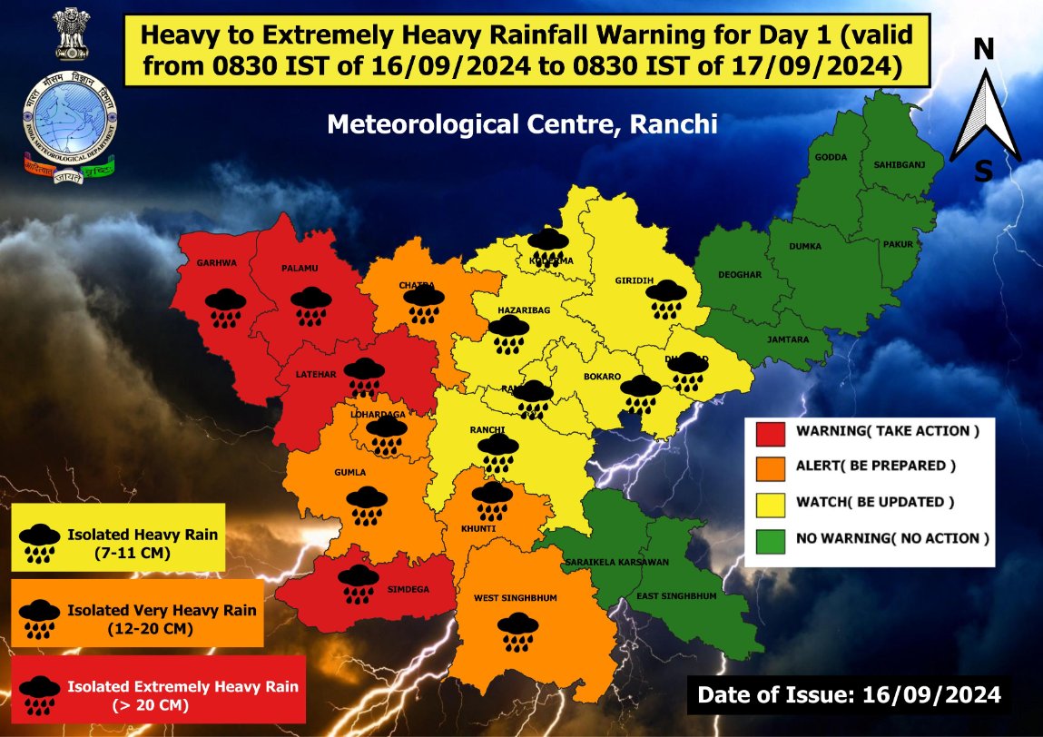 झारखंड में लगातार हो रही बारिश के चलते सामान्य जीवन अस्त-व्यस्त, अगले 24 घंटे भी तेज बारिश की संभावना