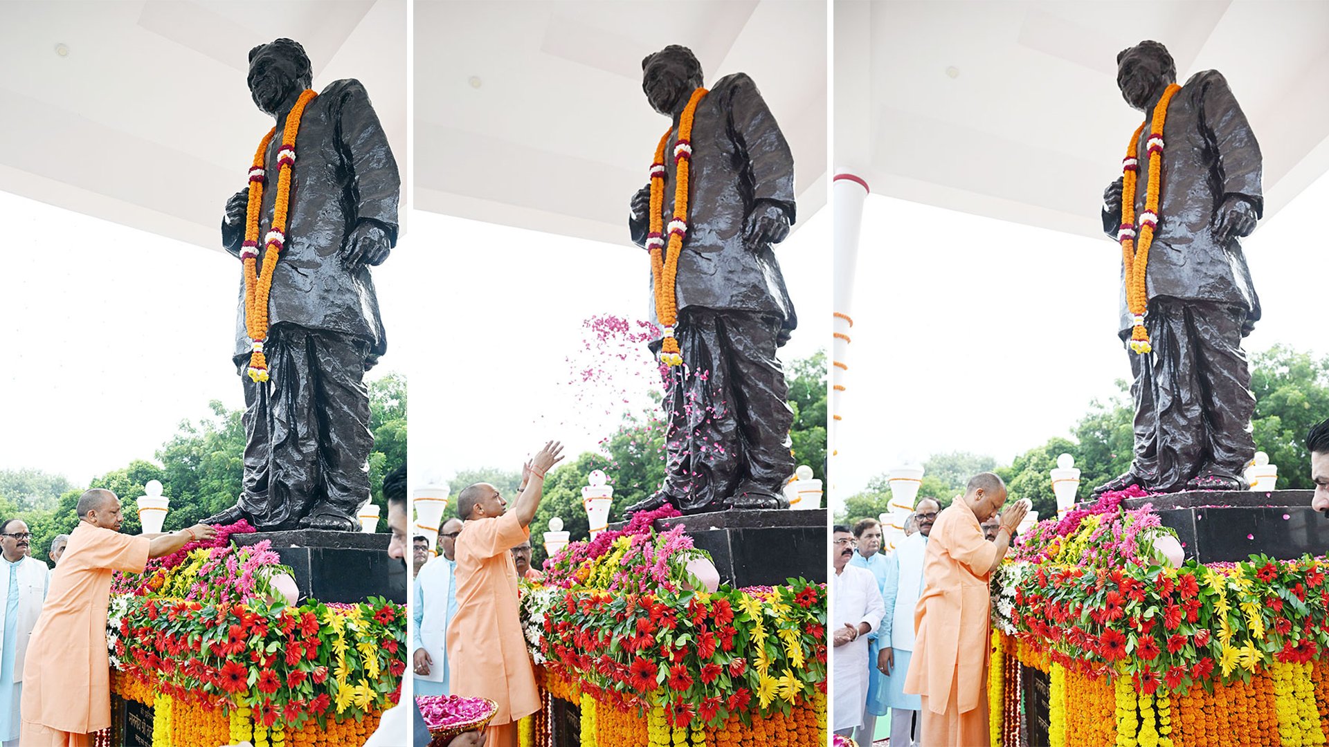 पंडित दीनदयाल उपाध्याय की 108वीं जयंती पर मुख्यमंत्री योगी आदित्यनाथ ने लखनऊ में उनकी प्रतिमा पर माल्यार्पण किया