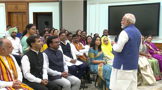 PM Narendra Modi interacts with teachers