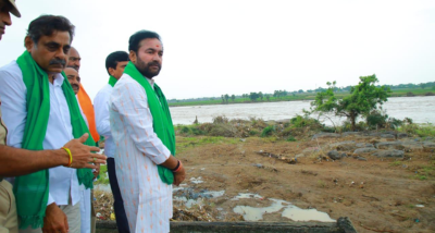 Telangana: Union Minister G. Kishan Reddy visits flood-hit areas of Khammam district           